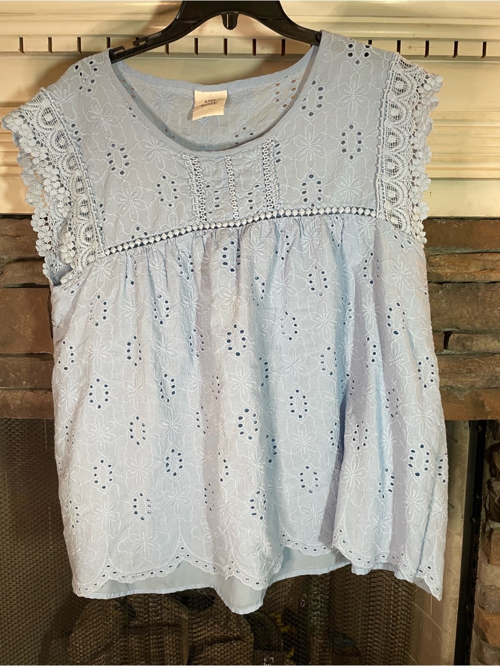Knox Rose Light Blue Eyelet Lace Tank Top
